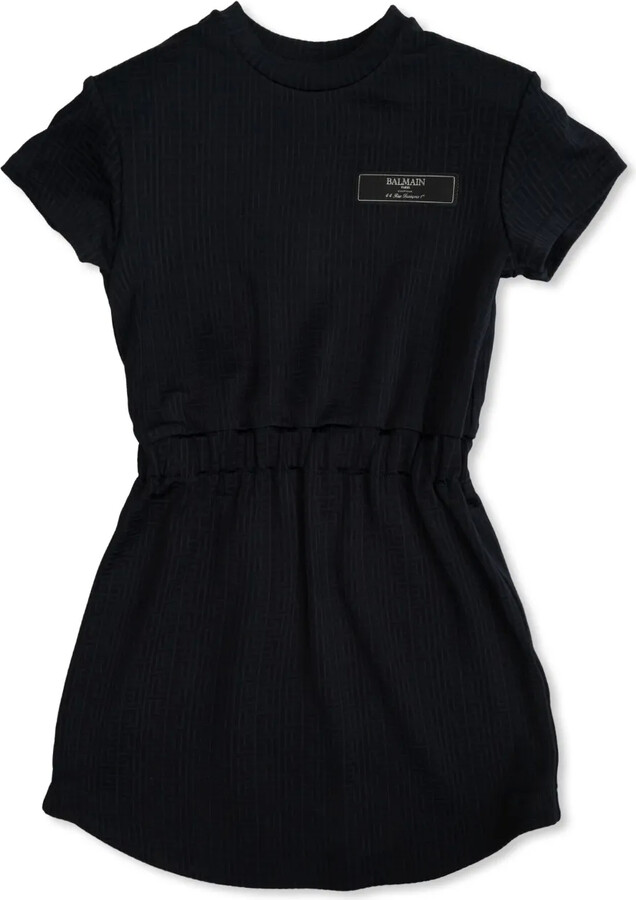 Balmain Kids Logo-Patch Dress