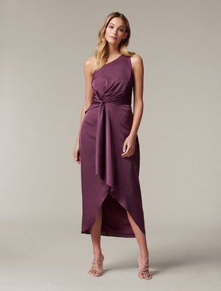 Haidee One-Shoulder Midi Dress - Plum 