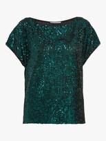 Thumbnail for your product : Gina Bacconi Lupe Stretch Sequin Top, Dark Green