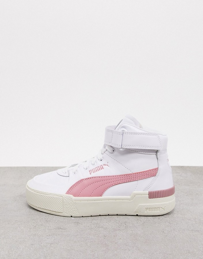 Puma Cali Sport Hi-top sneakers in white and pink - ShopStyle