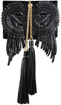 Thumbnail for your product : Roberto Cavalli Fringed Mixed-Media Clutch
