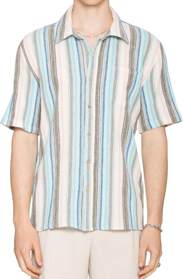 Raga Short Sleeve Button Down Shirt In Multi