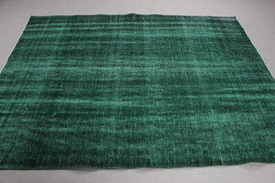 Wildon Home Handwoven Overdyed Large Green Wool Rug from Anatolia for the Bedroom