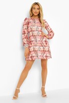 Thumbnail for your product : boohoo Animal Print Puff Sleeve Shift Dress