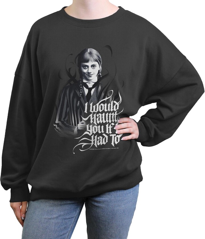 Fifth Sun Junior's Wednesday Haunt You Quote Sweatshirt - Charcoal - Large