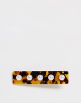 Thumbnail for your product : Orelia tortoishell resin faux pearl embellished hair clip