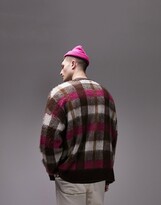 Thumbnail for your product : Topman fluffy check cardigan in multi