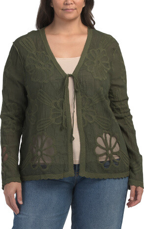 TJMAXX Plus Floral Cardigan For Women, Cotton