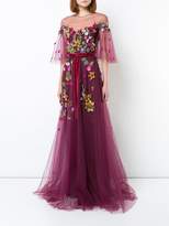 Thumbnail for your product : Marchesa Notte floral appliqué tulle gown