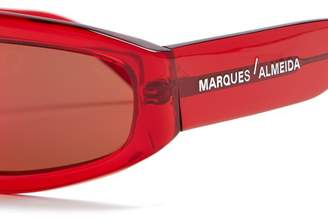 Marques Almeida Transparent Rectangle Frame Acetate Sunglasses - Womens - Red