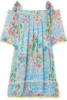 Matthew Williamson - Deia Fiesta Cold-shoulder Printed Silk-chiffon Dress - Light blue