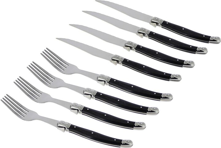 French Home 8-Piece Laguiole Faux Onyx Steak Knife & Fork Set