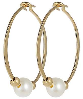 Journee Collection Women's Hand-crafted Hoop Earrings with Simulated Pearls