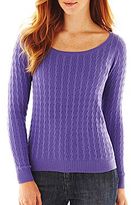 Thumbnail for your product : JCPenney jcp Scoopneck Cable Sweater - Petite