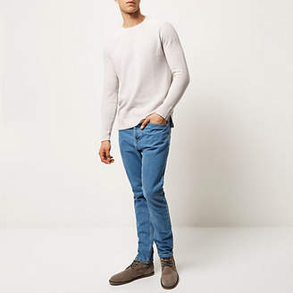 River Island Grey textured knitted crew neck jumper