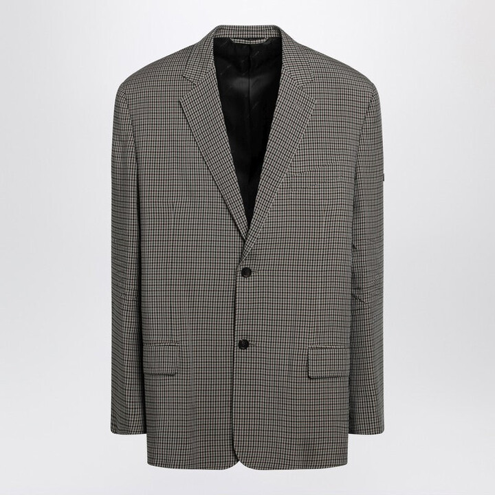 Balenciaga Khaki And Brown Gingham Jacket