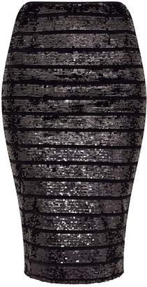 PrettyLittleThing Black Sequin Midi Skirt