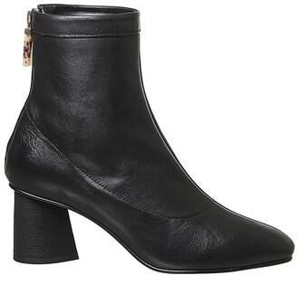 Office Afternoon Feature Mid Heel Boots Black Leather Feature Zip