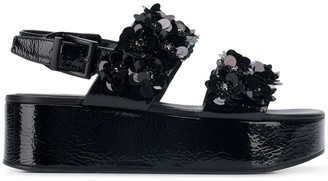 Kennel + Schmenger Floral Applique Platform Sandals