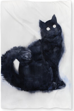 Begin Edition International Inc. Furry Black Watercolor Cat Duvet Cover | Feline Home Decor