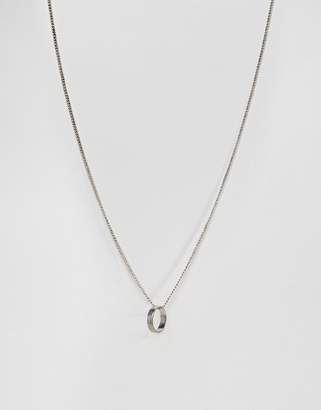 ASOS Necklace With Ring Pendant In Burnished Silver