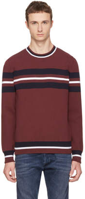 Diesel Black Gold Burgundy Stripe Crewneck Sweater