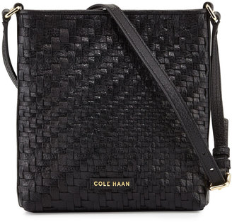 Cole Haan Lena Woven Leather Crossbody Bag, Black
