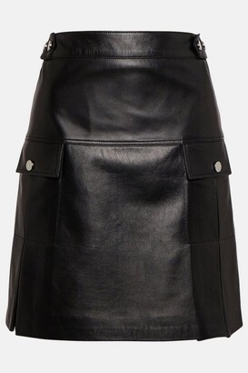 Karen Millen Leather Pleat And Pocket Mini Skirt