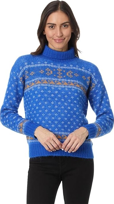 Toad&Co Toddy T-Neck Sweater Women's Clothing Nautical Fair Isle : XL, Nylon/Wool