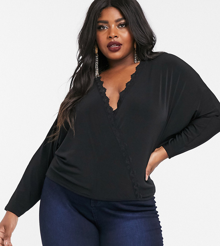 black batwing top plus size