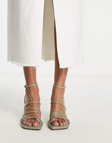 Thumbnail for your product : ASOS DESIGN Hamper strappy mid heeled sandals in sage green