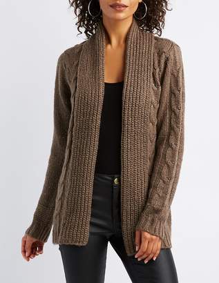 Charlotte Russe Cable Knit Open-Front Shawl Cardigan