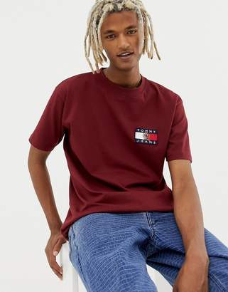 Tommy Jeans 6.0 Limited Capsule crew neck t-shirt with back print crest flag in burgundy