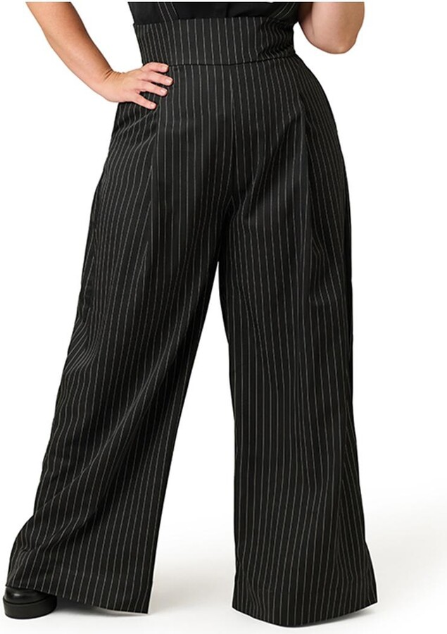 Unique Vintage Plus Size Wide Leg Rochelle Suspender Pants