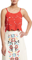 Thumbnail for your product : Alice + Olivia Alanis Sleeveless Rose Crop Top, Light Red