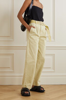 Thumbnail for your product : Jil Sander Belted Pleated Cotton-canvas Straight-leg Pants - Light green
