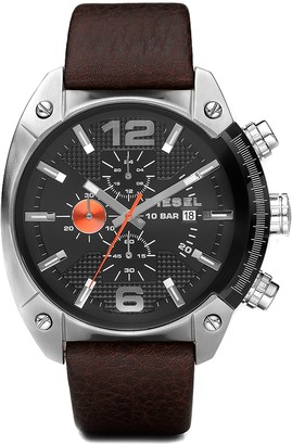 Diesel Men's Overflow Leather Strap Watch, 49mm