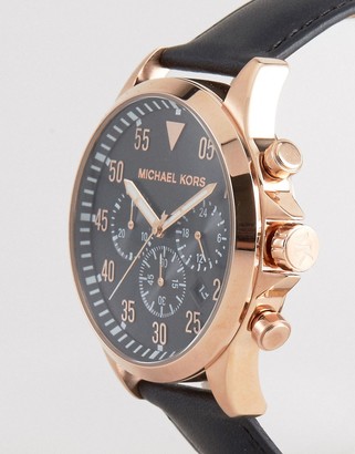 Michael Kors MK8535 Gage Chronograph Leather Watch In Black