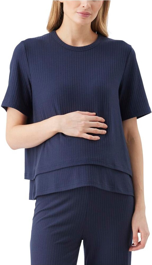 Ripe Maternity Maternity Ripe Mike Rib Nursing Top Navy