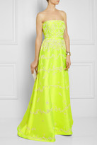 Thumbnail for your product : Valentino Embellished neon duchess satin gown