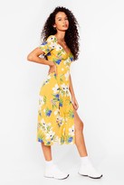 Thumbnail for your product : Nasty Gal Womens Floral Puff Sleeve Summer Midi Dress - Yellow - 8