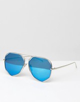 Thumbnail for your product : A. J. Morgan AJ Morgan Aviator Sunglasses in Turquoise Mirror with Cut Out Frame