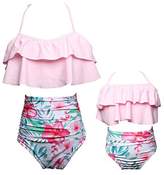 Thumbnail for your product : YMING Mother Daughter Matching Swimsuit Floral Print Bathing Suit Yellow/Black,6-8Years