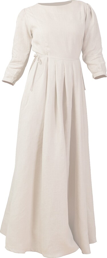 Beige midi dress with linen