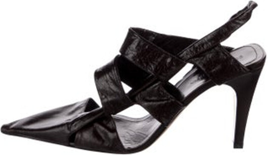 Bottega Veneta Leather Slingback Pumps Brown Pointed-Toes Elasticized Straps Includes Dust Bag Unfortunately, due to restrictions, this item may not be eligible for shipping in all areas.