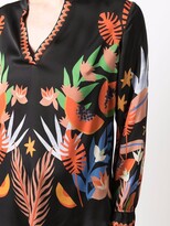 Thumbnail for your product : IVI Leaf-Print Silk-Blend Blouse