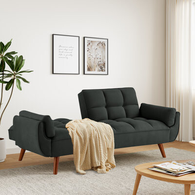 George Oliver Linen Sleeper Couch, Convertible Futon Sofa Bed,75\