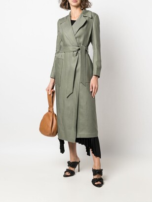 Tagliatore Belted Linen Trench Coat