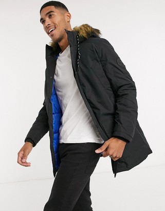 Jack and Jones Originals parka with faux fur hood in black - ShopStyle  Outerwear