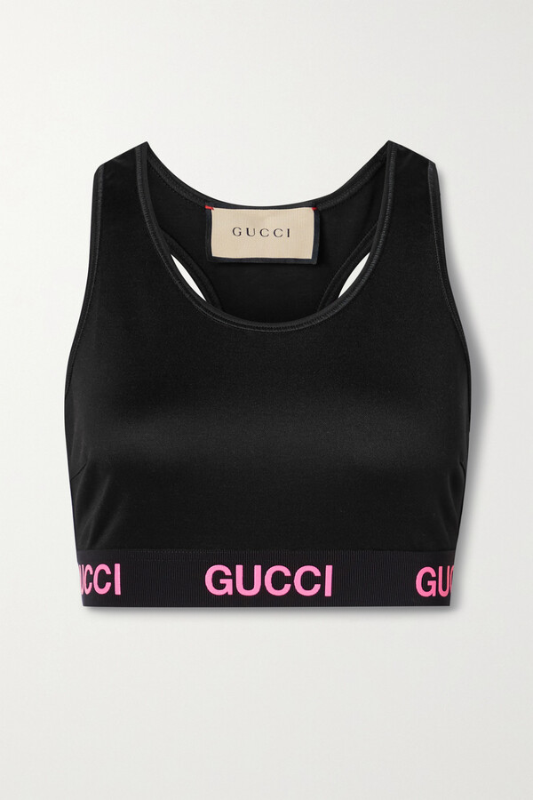 Gucci Love Parade Cotton-blend Jersey Sports Bra Black XS